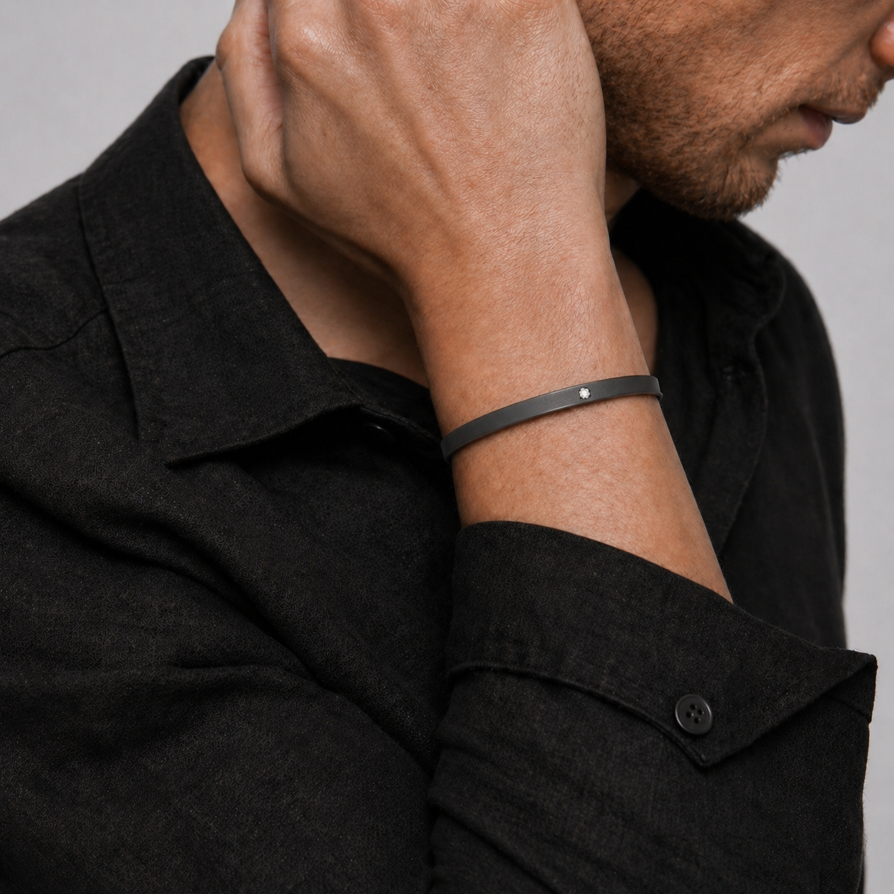 Simple Bileklik, Siyah Rodyum, Pırlanta